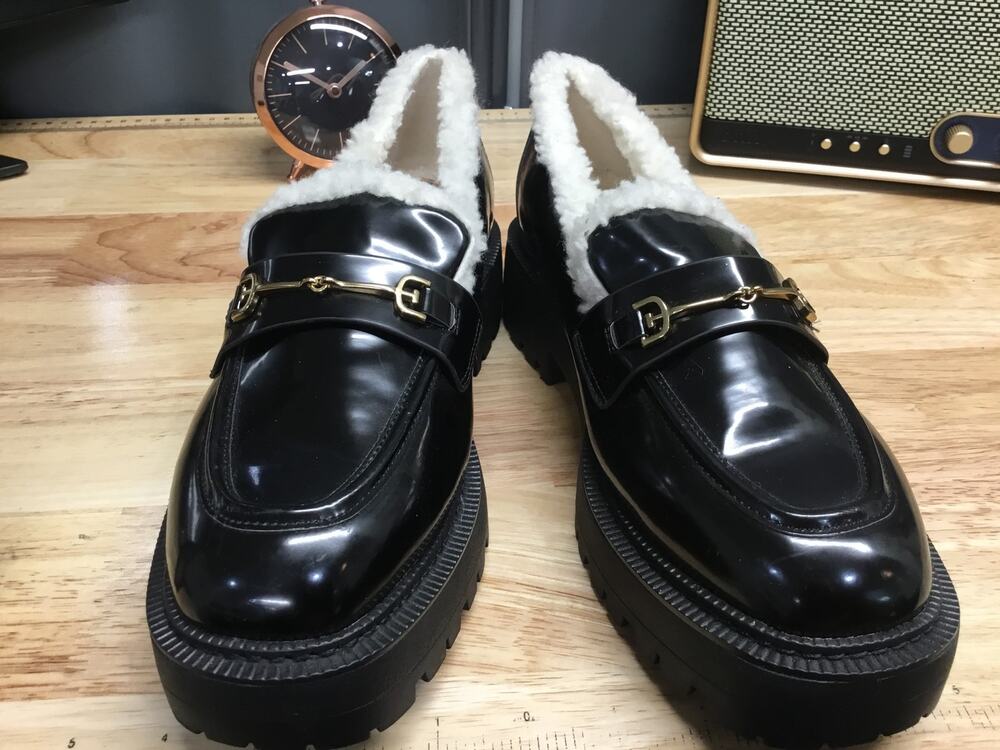 Sam Edelman Laurs Women's 8.5 Black Patent Leather Slip-On Lug Sole Loafers